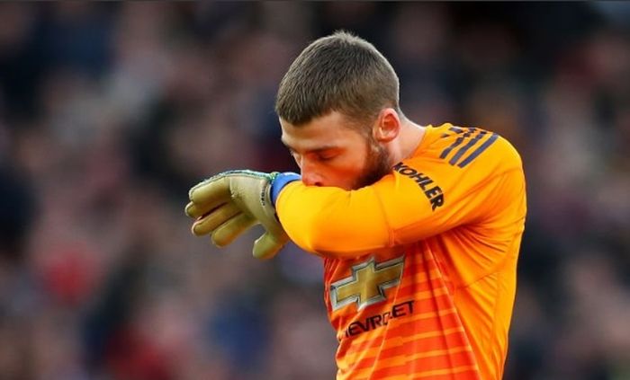 Kiper Manchester United, David De Gea, mati langkah ketika gawangnya dibobol oleh Granit Xhaka