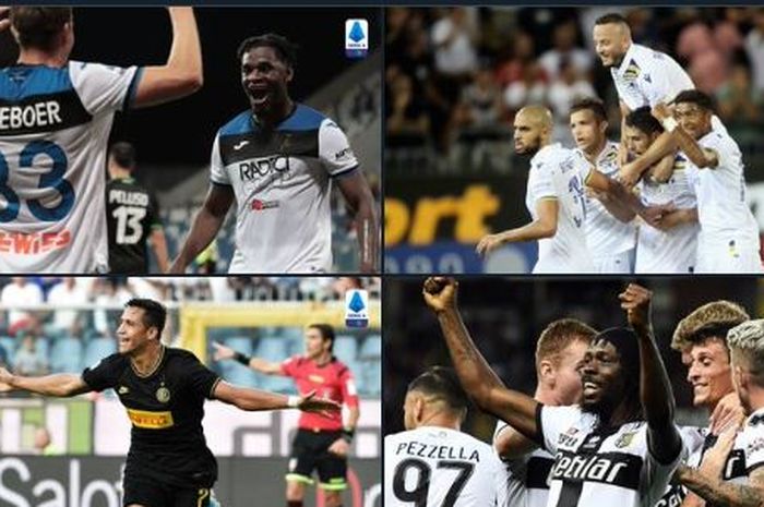 Liga Italia dimulai lagi pada Sabtu (20/6/2020) dengan Atalanta (searah jarum jam), Verona, Parma, dan Inter Milan memulainya di laga tunda pekan ke-25.