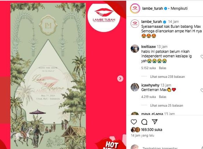 Postingan akun @lambe_turah