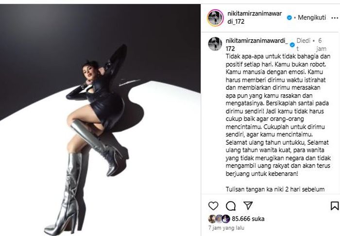 Postingan akun Instagram Nikita Mirzani