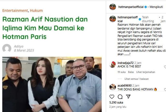 Postingan Hotman Paris