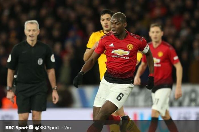 Paul Pogba dalam laga Piala FA antara Wolverhampton Wanderers vs Manchester United, 16 Maret 2019.