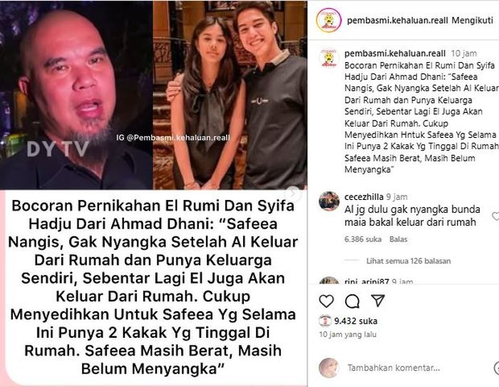Ahmad Dhani sebut Safeea tak rela 2 kakaknya pergi termasuk El Rumi yang baru saja melamar Syifa Hadju