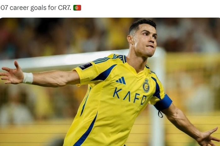 Cristiano Ronaldo dalam laga melawan Al Shabab pada lanjutan Liga Arab Saudi 2024-2025.