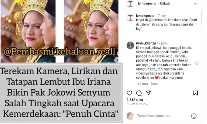 Postingan akun @lambegosiip