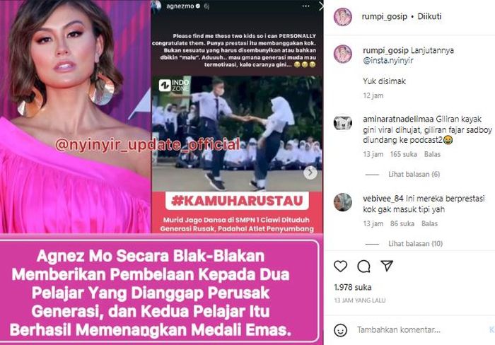 Postingan akun @rumpi_gosip 