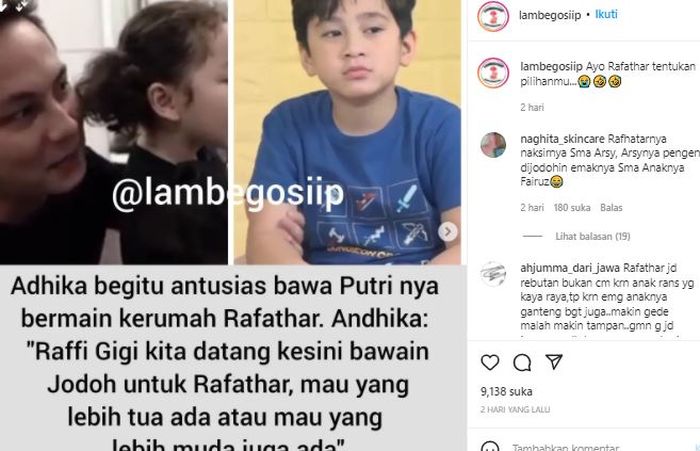 Postingan akun @lambegosiip 