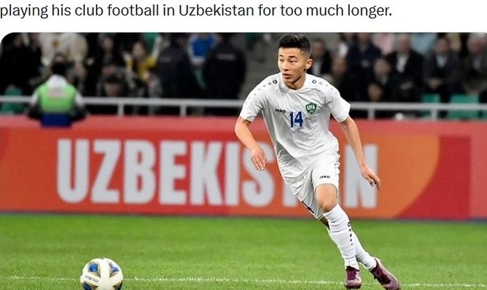 Bintang muda Uzbekistan, Abbosbek Fayzullaev, dalam laga kontra Selandia Baru pada Piala Dunia U-20 2023.