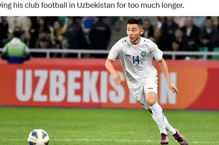 Bintang muda Uzbekistan, Abbosbek Fayzullaev, dalam laga kontra Selandia Baru pada Piala Dunia U-20 2023.