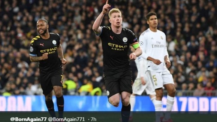 Partai leg pertama babak 16 besar Liga Champions antara Real Madrid dan Manchester City.