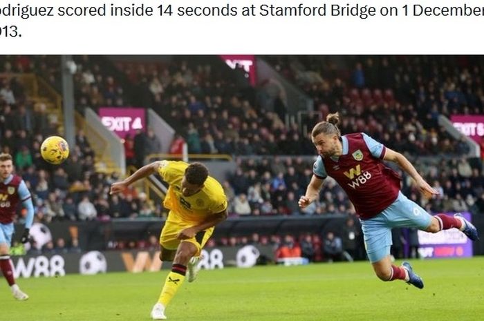 Jay Rodriguez mencetka gol kilat untuk Burnley dalam lanjutan Liga Inggris 2023-2024.