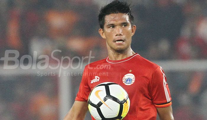 Aksi Sandi Sute pada pertandingan Piala AFC 2018 antara Persija melawan Tampines Rovers.