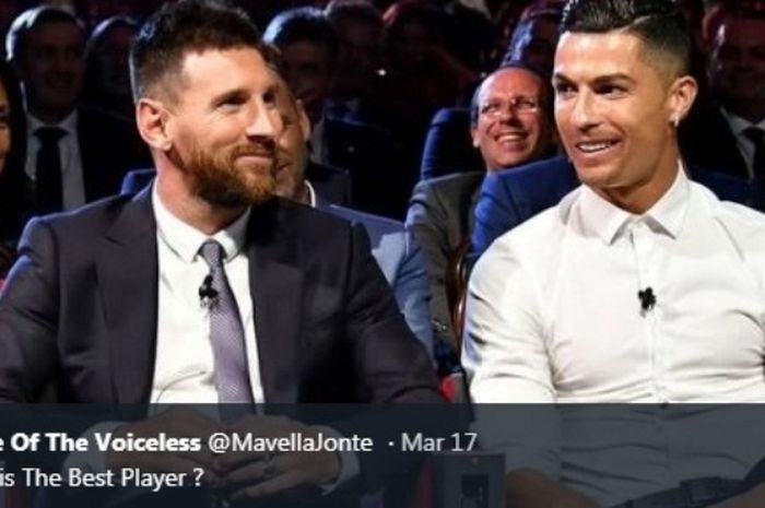 Lionel Messi dan Cristiano Ronaldo saat bertemu dalam acara UEFA.