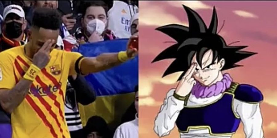 Cetak Dua Gol di El Clasico, Aubameyang Pajang Foto Goku Sambil Sindir Fans Arsenal