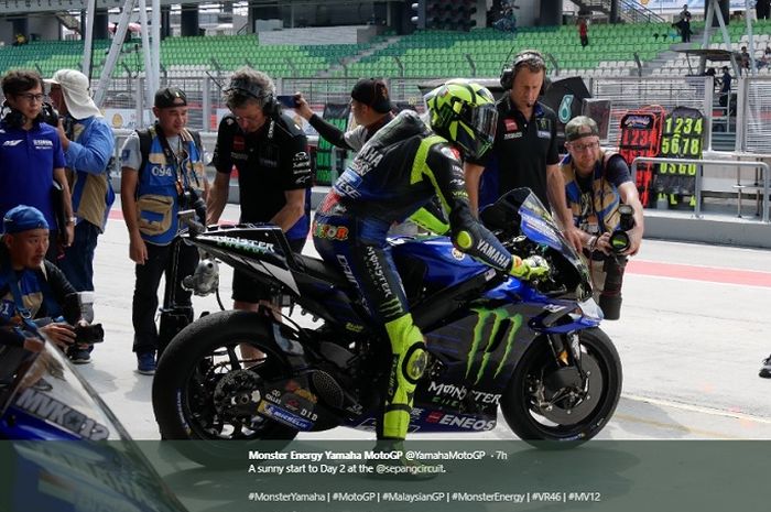 Pembalap Monster Energy Yamaha, Valentino Rossi lakukan persiapan jelang MotoGP Malaysia 2019, Sabtu (2/11/2019)