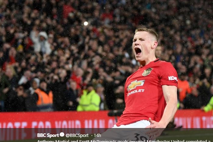 Scott McTominay berhasil cetak gol kedua untuk Manchester United saat kalahkan Manchester City pada Derbi Manchester, Minggu (8/3/2020) pukul 23.30 WIB.