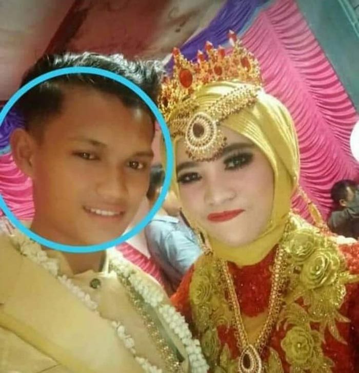 Potret korban, Aldi (25), kala menikahi istrinya, Lastri. 