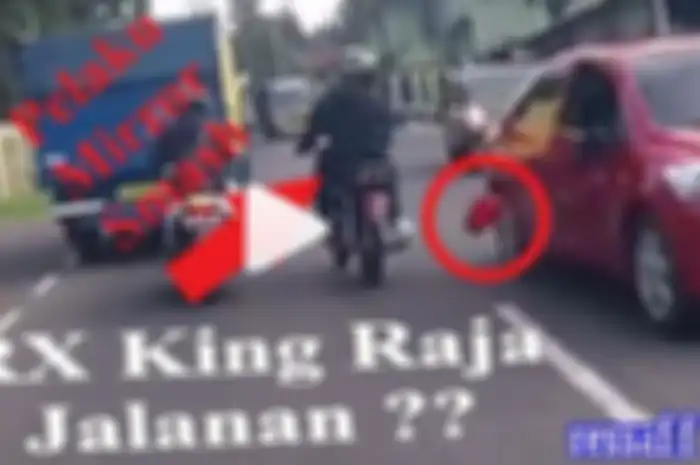 Pengendara RX-King pukul spion Vios sampai patah