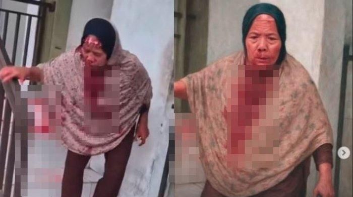 Foto kondisi nenek S yang berlumuran darah usai dianiaya imbas mencuri bawang putih di Pasar Manggu Kecamatan Ngemplak, Boyolali 
