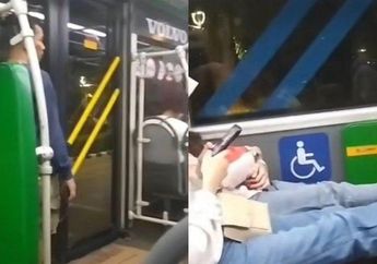 Viral, Aksi 2 Wanita Asik Selonjoran di Bangku Penumpang Busway Sambil Main Ponsel: Etika dan Beradab di Jalan Loh Mbak