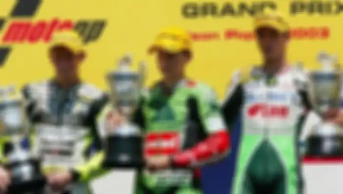 Jorge Lorenzo, Casey Stoner, dan Alex de Angelis di Rio de Janeiro, Brasil, 2003