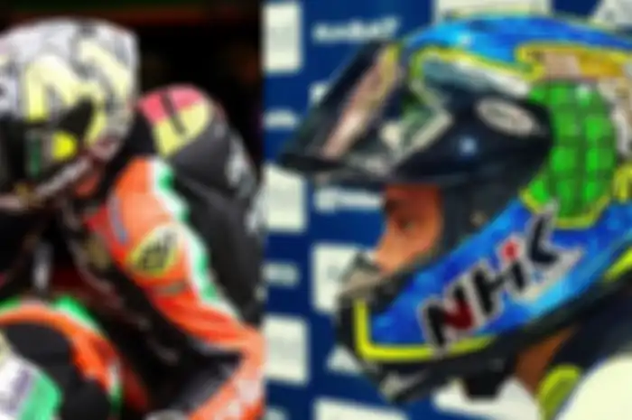 Aleix Espargaro dan Karel Abraham memakai helm merek Indonesia
