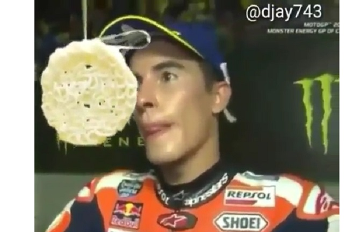 Kocak video parodi Marc Marquez lomba makan kerupuk