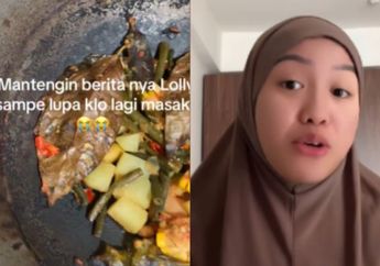 Bikin Ngabrut, Fokus Ngikutin Berita Lolly Saat Lagi Masak, Emak-emak Ini Sampai Lupa Makanannya Jadi Gosong: Kering Kerontang