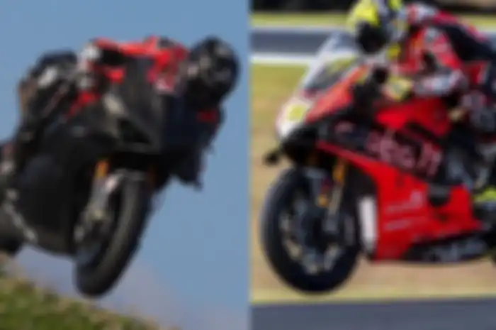 Scott Redding dan Alvaro Bautista wheelie dengan Ducati Panigale V4R