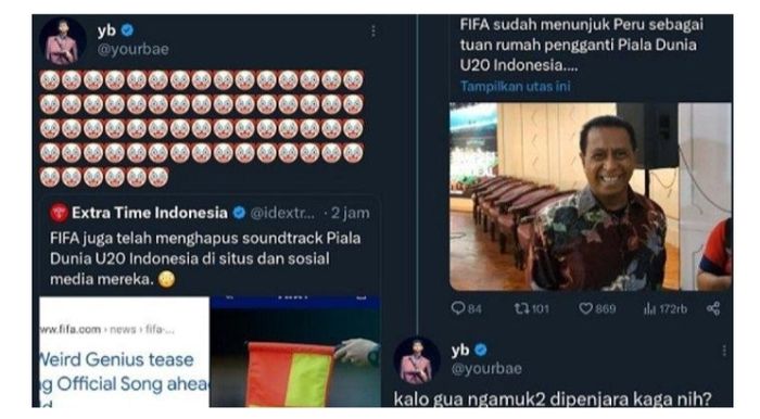 Tangkap layar unggahan Reza Arap di sosial media Twitter miliknya.