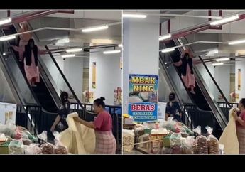 Ngakak tapi Kasihan, Emak-emak Ini Terekam Sudah 1 Jam Tak Bisa Turun Eskalator, Ternyata Gegara Hal Ini