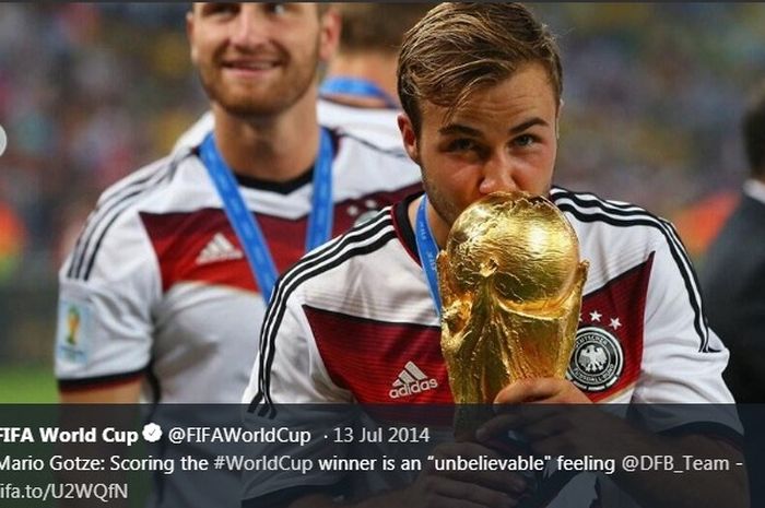 Mario Goetze saat menjuarai Piala Dunia 2014 bersama timnas Jerman.