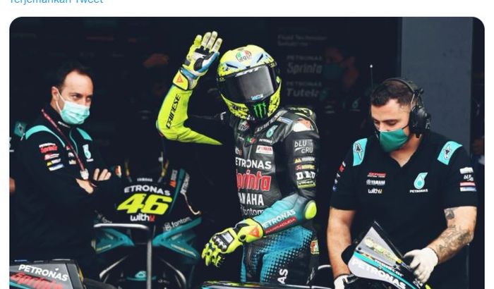 Pembalap Petronas Yamaha SRT, Valentino Rossi, pada MotoGP Emilia Romagna 2021, Minggu (24/10/2021)