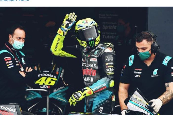 Pembalap Petronas Yamaha SRT, Valentino Rossi, pada MotoGP Emilia Romagna 2021, Minggu (24/10/2021)