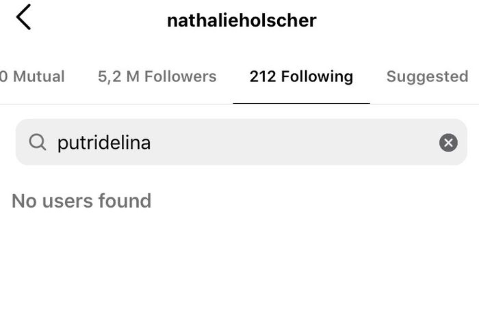 Nathalie Holscher sudah tidak mengkuti akun Instagram Putri Delina.