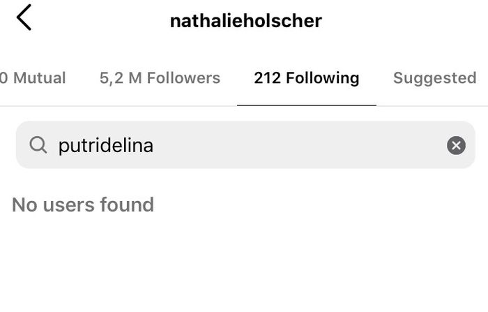Nathalie Holscher sudah tidak mengkuti akun Instagram Putri Delina.