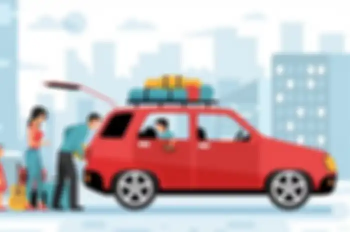 Illustrasi Mudik Menggunakan Mobil