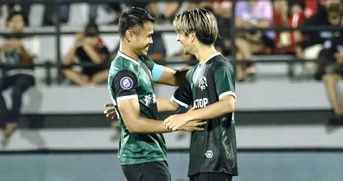 Pemain Persikabo 1973, Dimas Drajad saat selebrasi setelah mencetak gol ke gawang Bali United dalam laga pekan ke-11 2022-2023, di Stadion Kapten I Wayan Dipta, Gianyar, Bali, Jumat (30/9/2022).