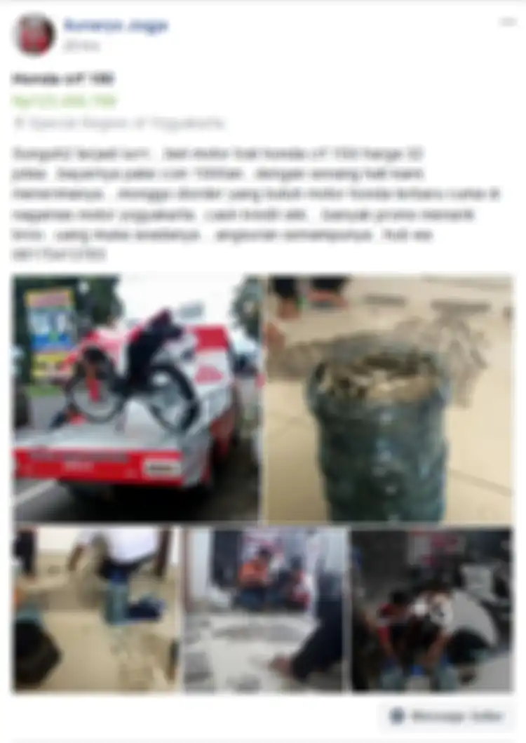 Postingan beli CRF150L baru pakai pecahan uang logam Rp 1000