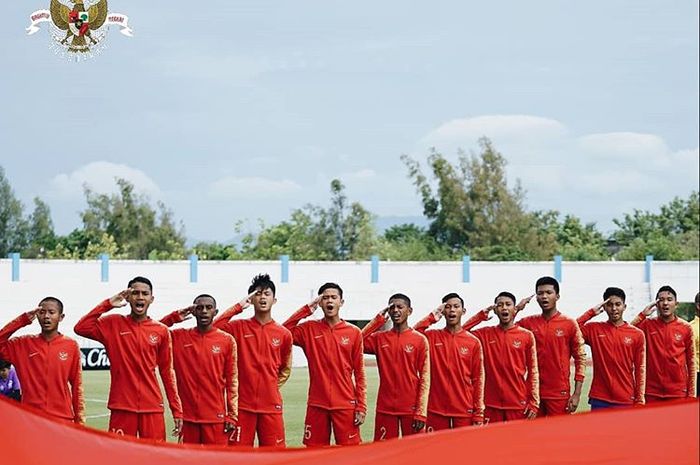 Pemain timnas U-15 Indonesia saat tampil di Piala AFF U1-5 2019.