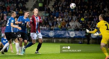 Aksi Erling Haaland saat Norwegia menghadapi timnas Estonia pada duel Kualifikasi Piala Dunia 2026 di Tallinn (9/6/2025).