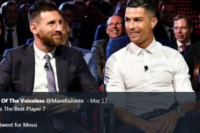 Lionel Messi dan Cristiano Ronaldo saat bertemu dalam acara UEFA.