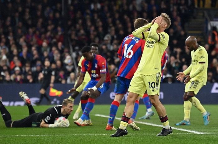 Arsenal menderita kekalahan dari Crystal Palace di Selhurst Park, Senin (4/4/2022).