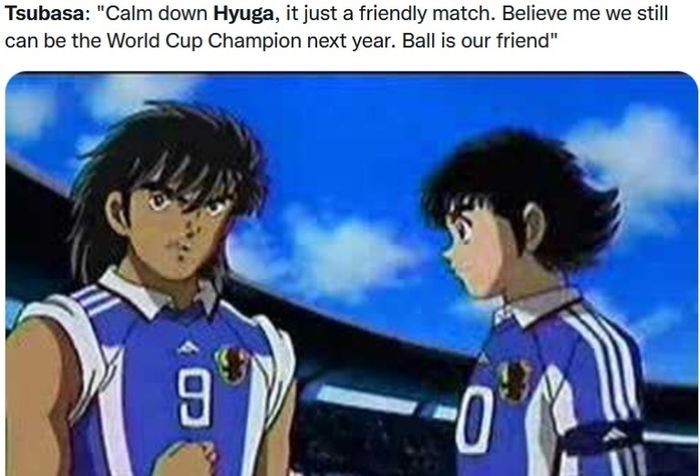 Ilustrasi Kojiro Hyuga dan Tsubasa Ozora dalam serial kartu Captain Tsubasa.