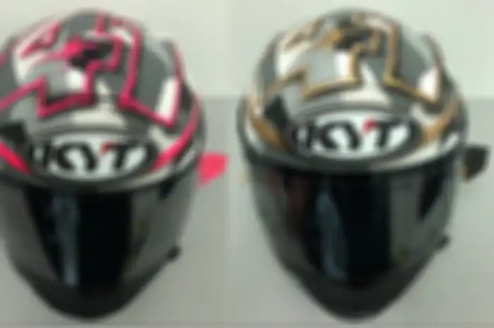 Helm dibuat kembar beda warna list