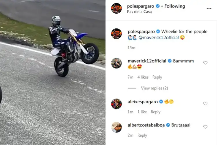 Kompak Banget, Aksi Wheelie Apik Pembalap MotoGP Pol Espargaro dan Maverick Vinales, Pas Latihan Bareng