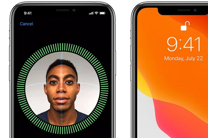 Ilustrasi Face ID di iPhone