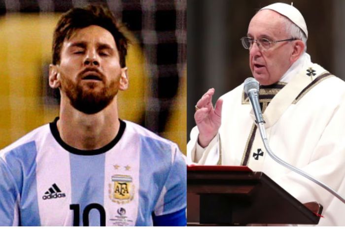 Lionel Messi sangat kehilangan sosok panutan Paus Fransiskus (kanan), yang meninggal dunia pada Senin, 21 April 2025 pagi waktu Roma.