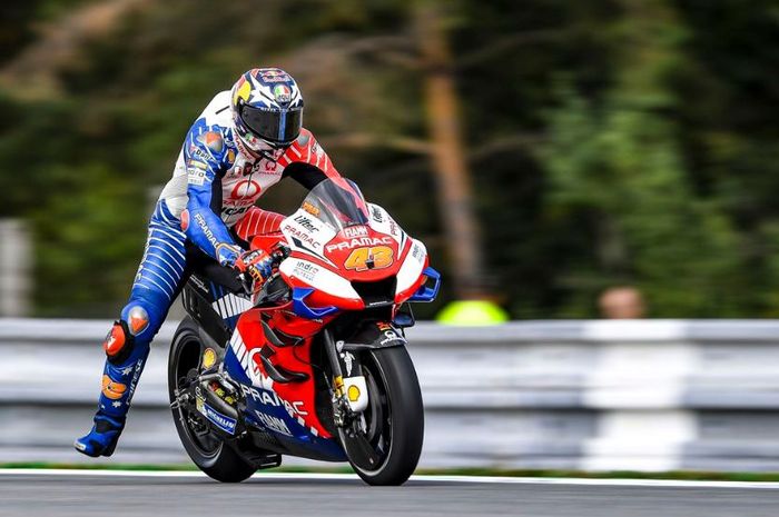 Aksi pembalap Pramac Racing, Jack Miller pada sesi latihan bebas MotoGP Republik Ceska 2019, Jumat (2/8/2019)