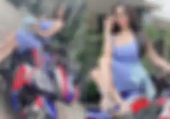 Potret Selebgram Cantik Tisya Erni Bareng Yamaha R25, Awas Bikin Tegang